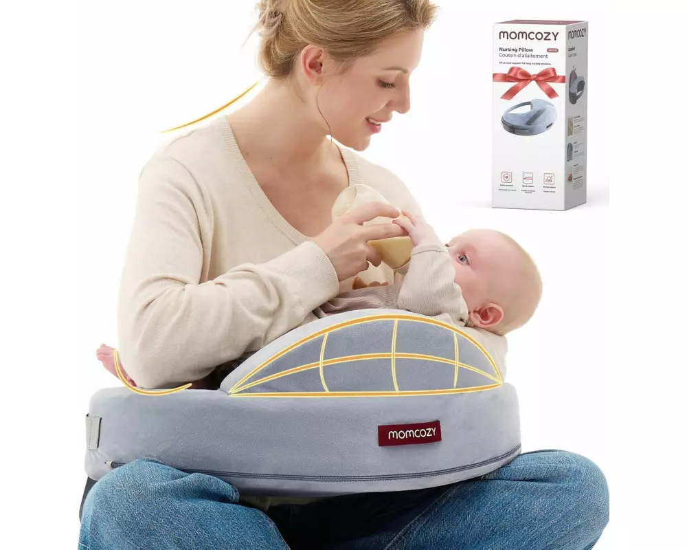 momcozy Exklusives Stillkissen mit Memory-Schaum Grau 57.4 x 36.8 cm