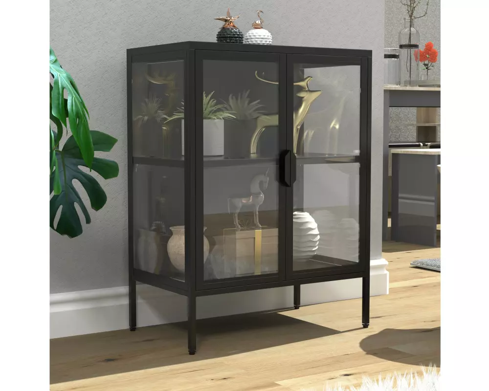 VCM Vitrine Floka S 60 x 80 cm, Schwarz