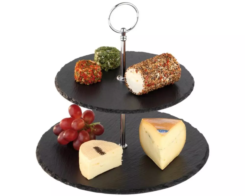 APS 2-stufige Etagere Schwarz/Silber