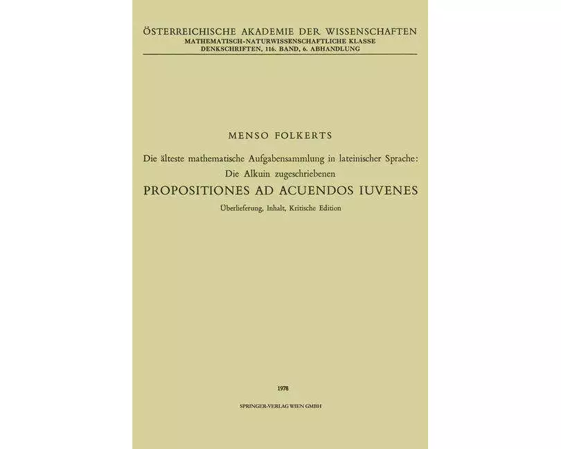 Die älteste mathematische Aufgabensammlung in lateinischer Sprache: Die Alkuin zugeschriebenen