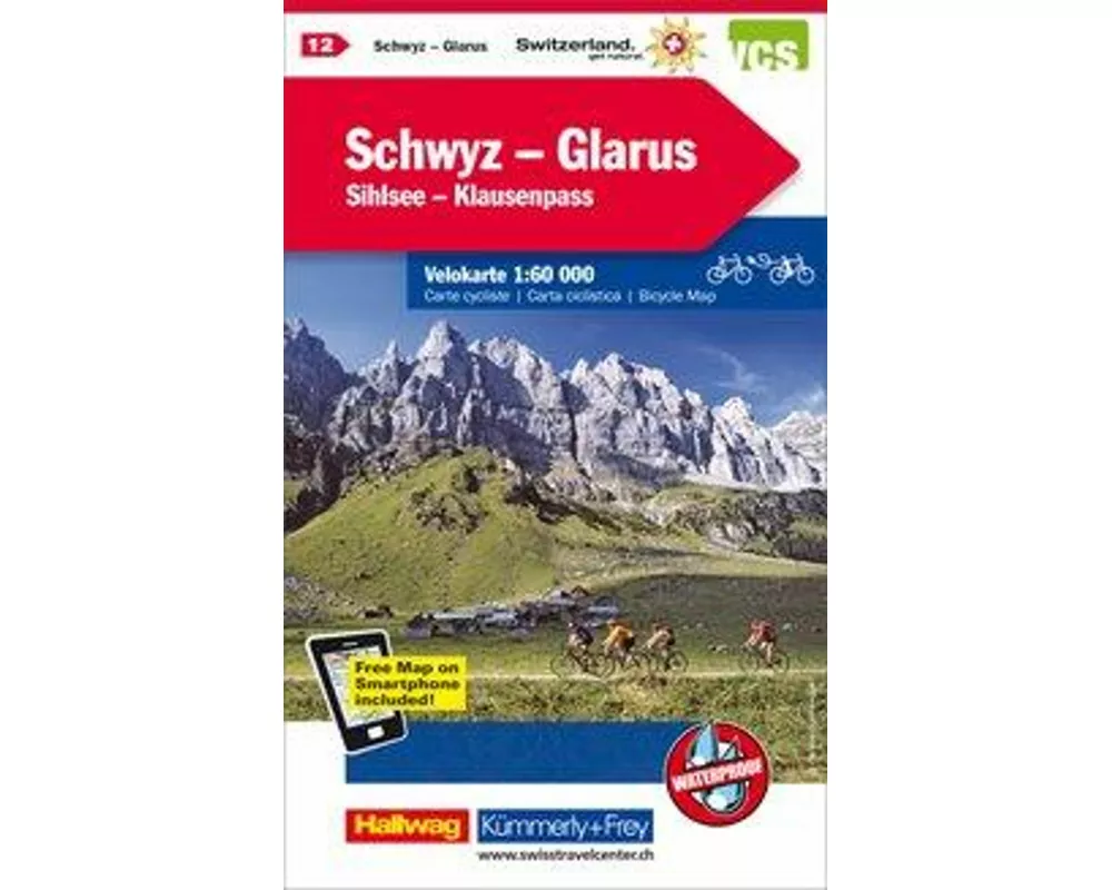 Kümmerly+Frey Velokarte 12 Schwyz, Glarus 1:60.000