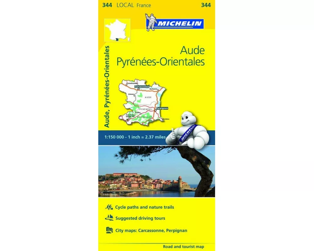 Aude, Pyrenees-Orientales - Michelin Local Map 344