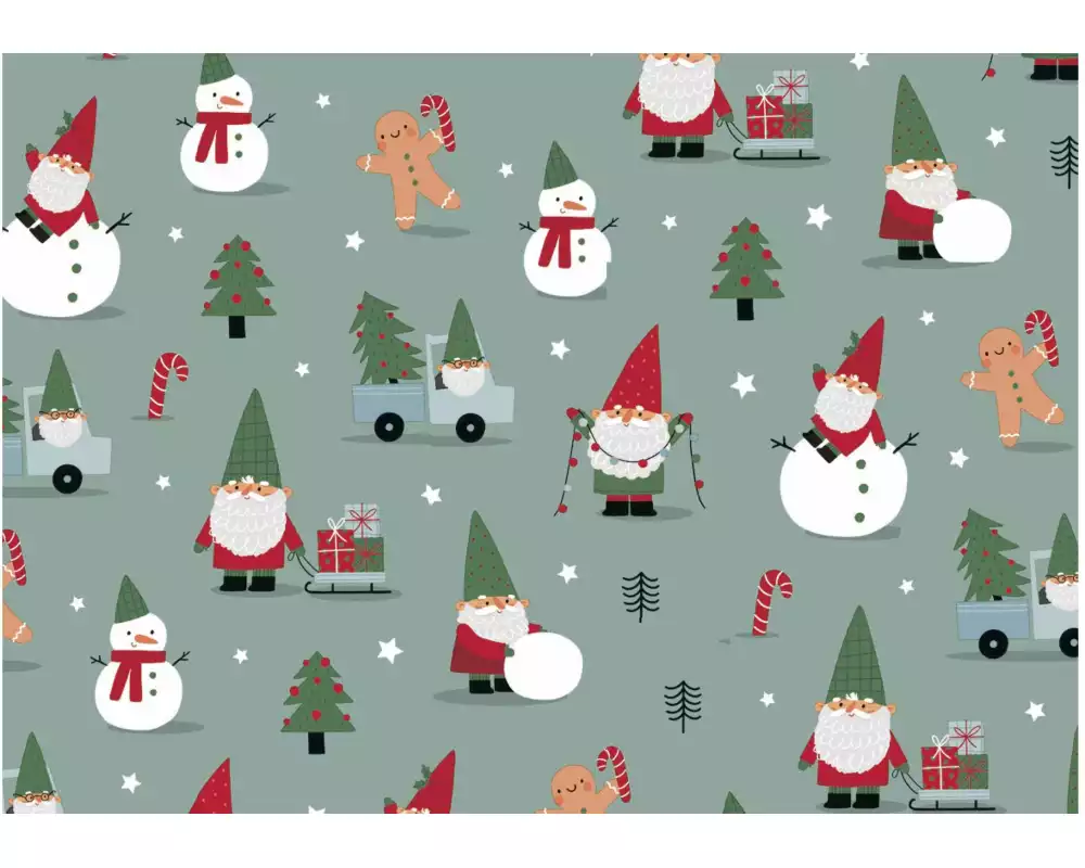 Braun + Company Geschenkpapier 2mx70 cm, Christmas Gnomes Wichtel