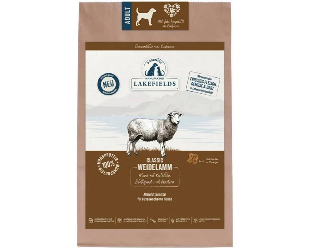 Lakefields Trockenfleisch-Menü Lamm, ausgewachsene Hunde