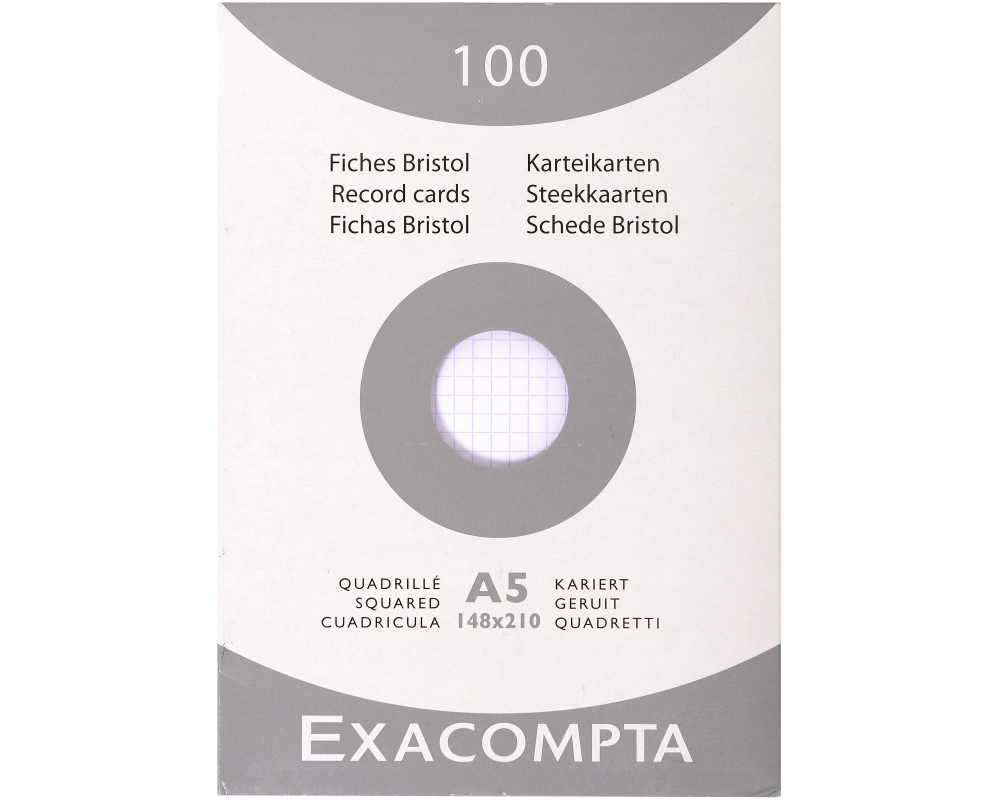 EXACOMPTA Karteikarten kariert 5mm A5 13208E weiss 100 Stück