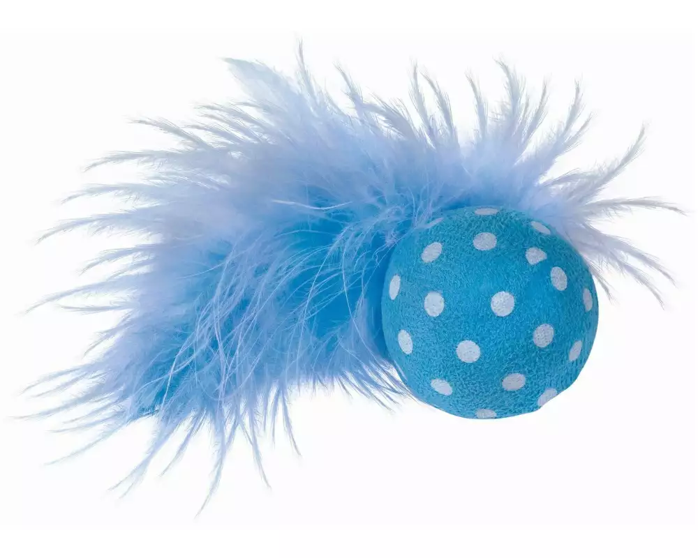 Nobby Katzen-Spielzeug Ball mit Rassel und Feder, 4 cm, Blau