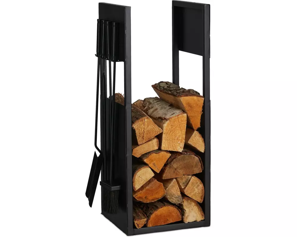 relaxdays Holzregal mit Besteck