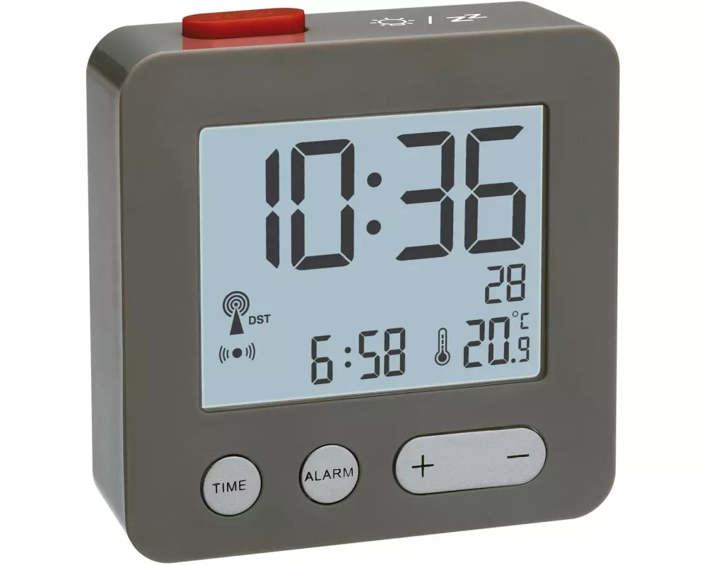 TFA Dostmann Funk-Wecker Anthrazit