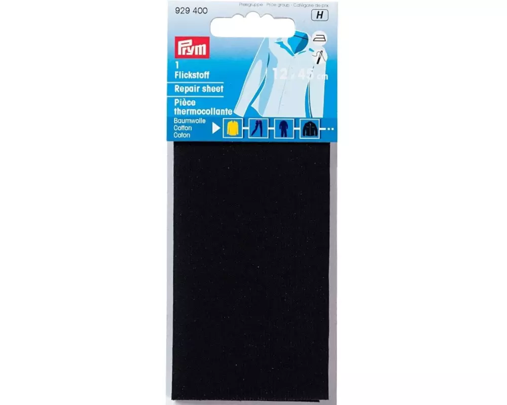 Prym Flickstoff 12 x 45 cm, aufbügelbar, Schwarz