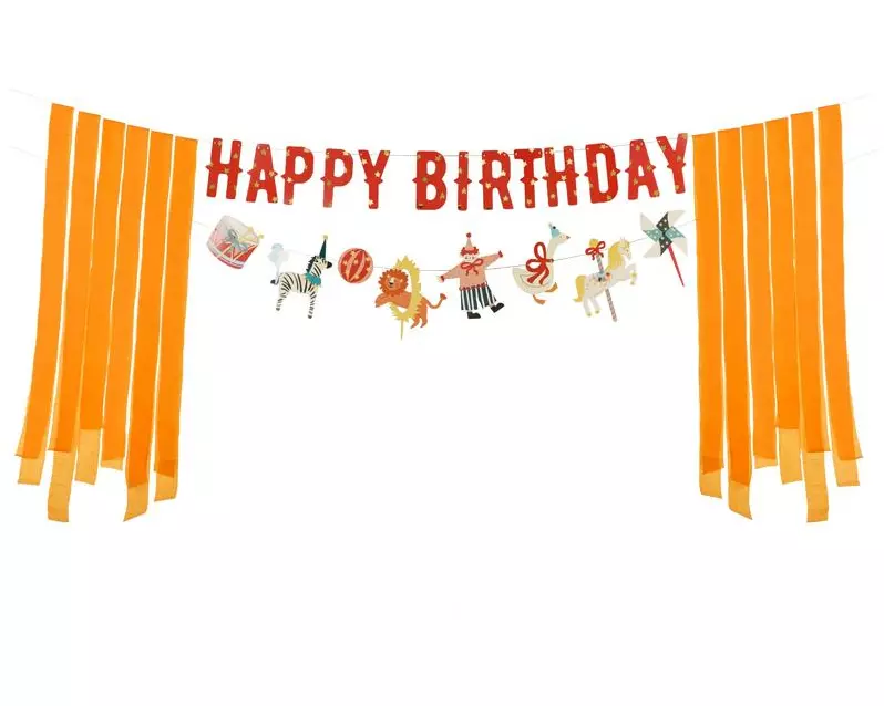 Partydeco Girlande Happy Birthday Zirkus, farbig, 275 cm
