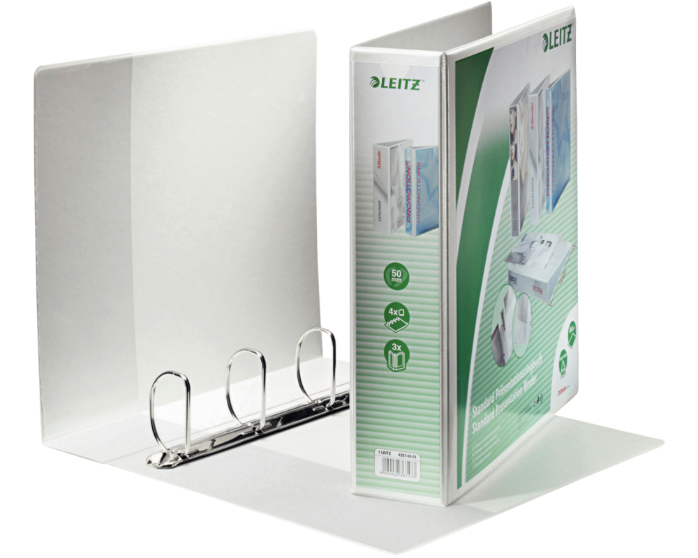 LEITZ Präsentationsringbuch A4 42870001 weiss 4R 77mm