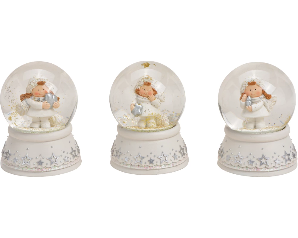 ROOST Schneekugel Winterkind 10030162 Poly, Glas, weiss 7x9x7cm