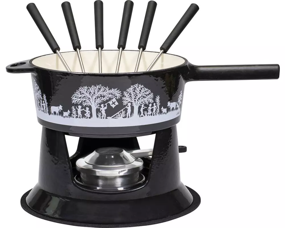 Kadastar Käsefondue-Set Bergchilbi G22 10 Teile, Schwarz