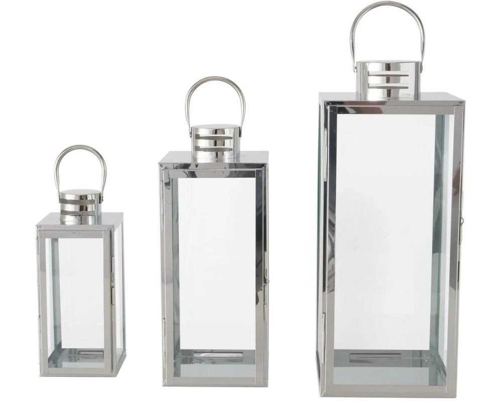 Boltze Laterne Caruso 3-teilig, Silber/Transparent