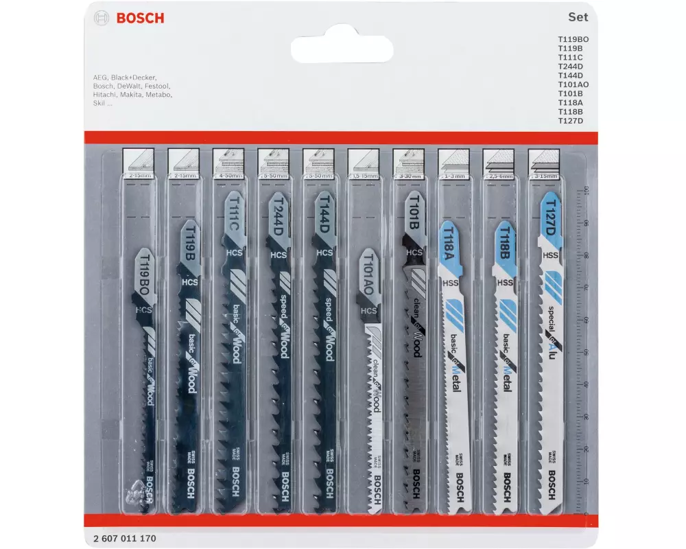 Bosch Professional Stichsägeblätter-Set Wood & Metal, 10-teilig