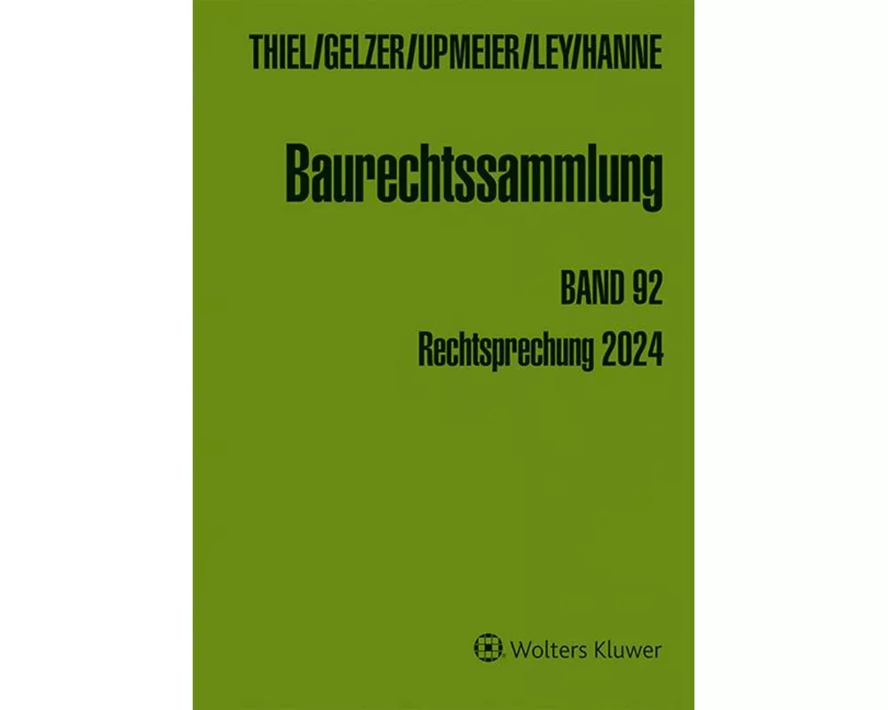 Baurechtssammlung. Rechtsprechung des Bundesverwaltungsgerichts,... / Baurechtssammlung Band 92