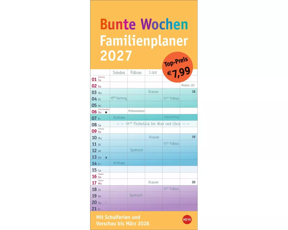 Bunte Wochen Familienplaner 2027