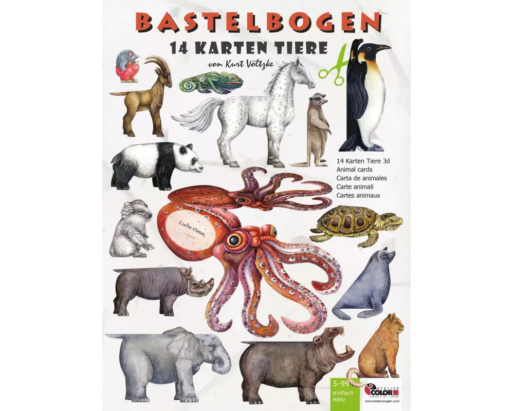 Karten Tiere basteln aus Papier Bastelbogen Ausschneidebogen