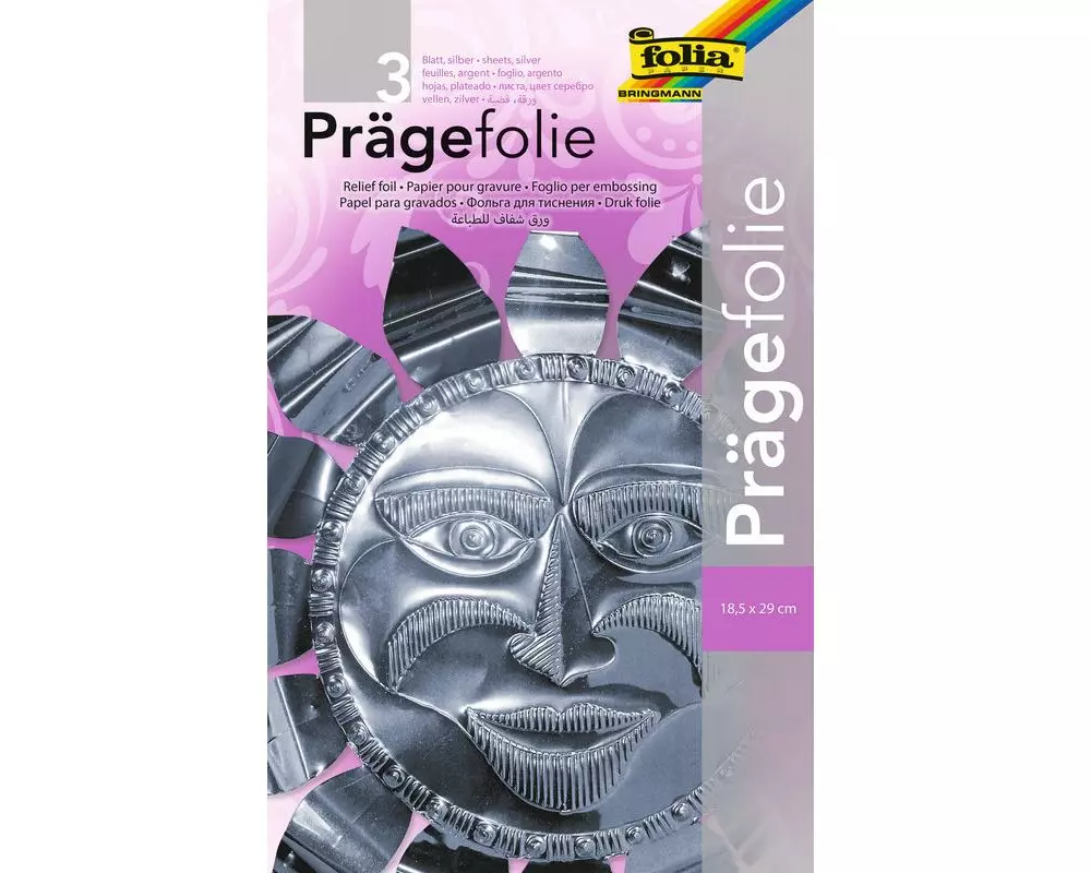 Folia Prägefolie 18.5 x 29 cm, 3 Blatt, Silber