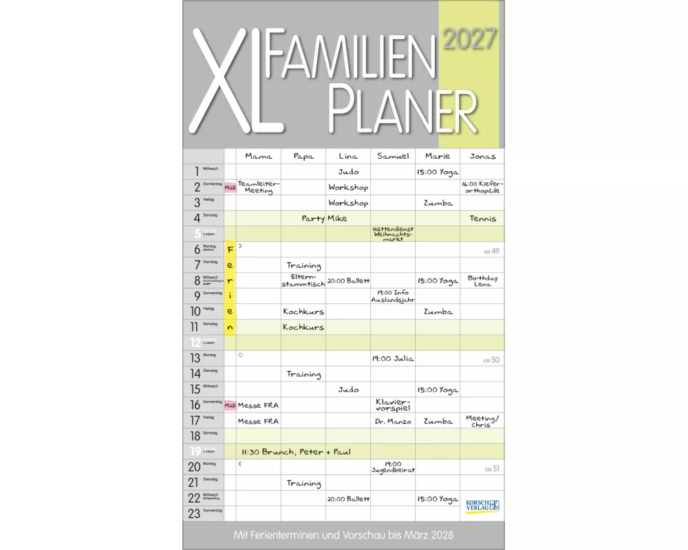 XL Familienplaner Pastell 2027