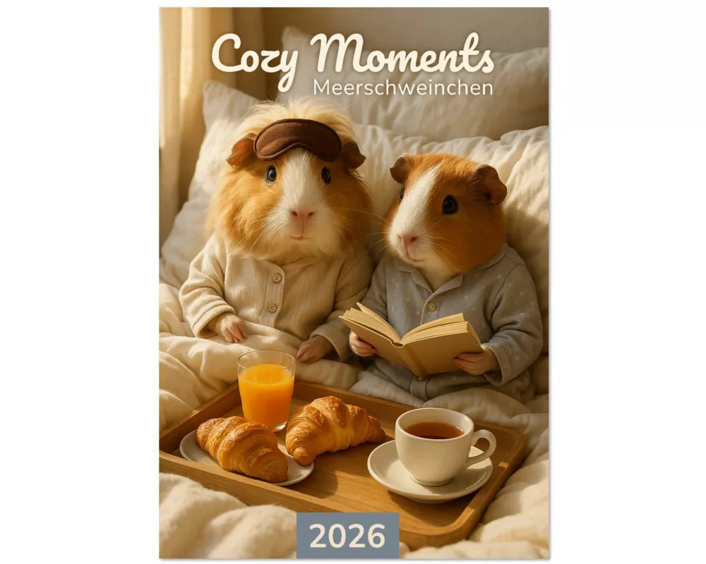 Cozy Moments - Meerschweinchen Kalender (Wandkalender 2026 DIN A4 hoch), CALVENDO Monatskalender
