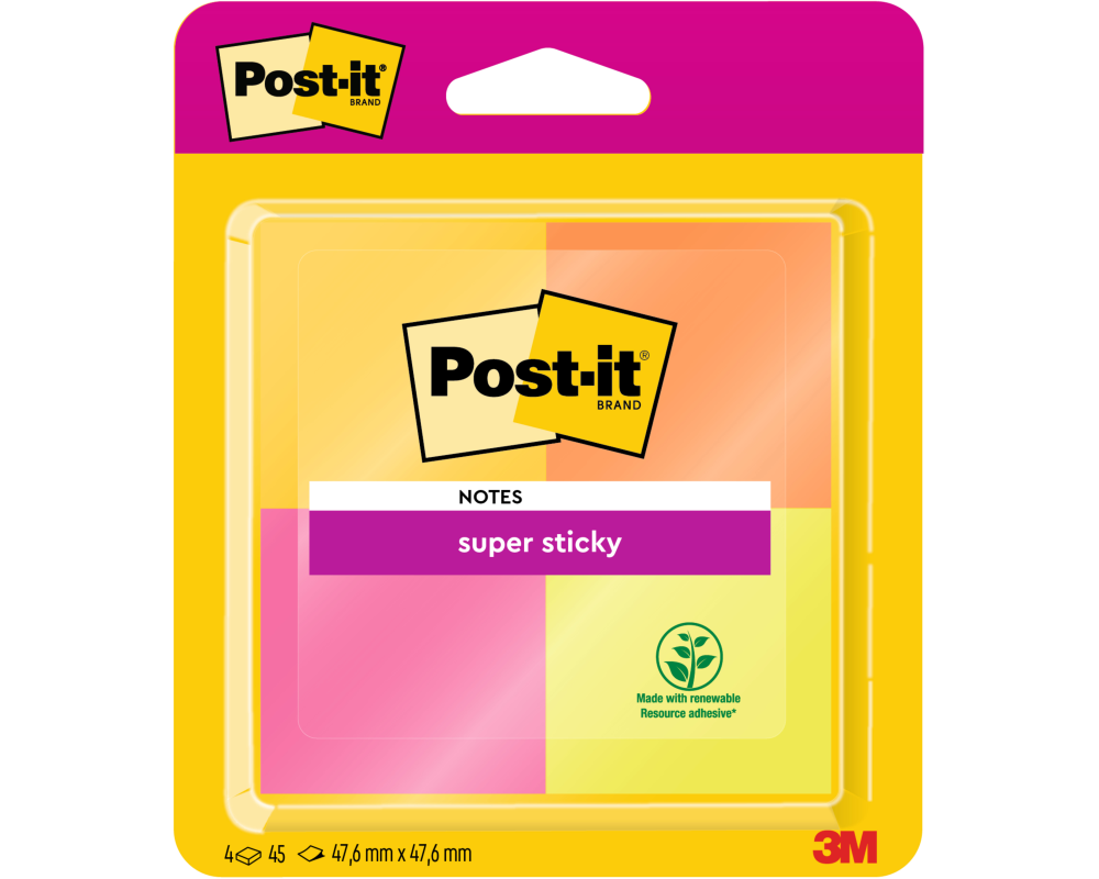 POST-IT Block Super Sticky Cape Town 6910SSYP 4-farbig, 4x45Bl. 47.6x47.6mm