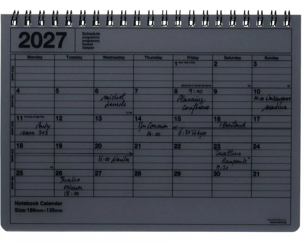 MARK'S 2027 Notebook Calendar S // Black