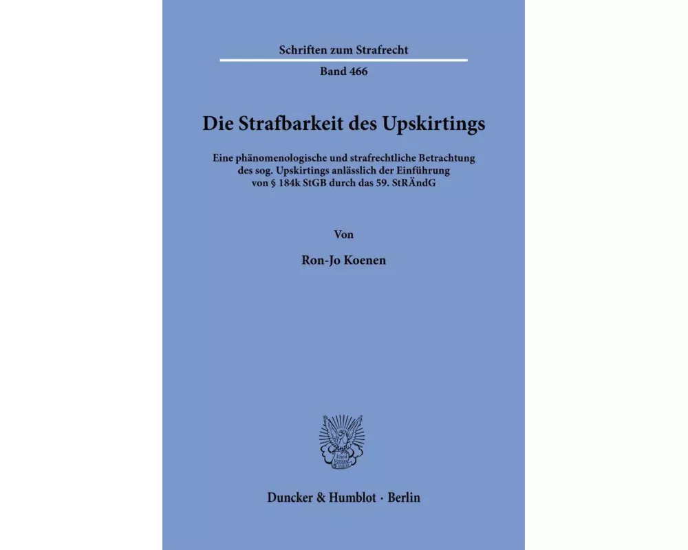 Die Strafbarkeit des Upskirtings