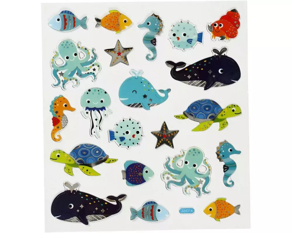 Creativ Company Motivsticker Meerestiere 1 Blatt, Mehrfarbig