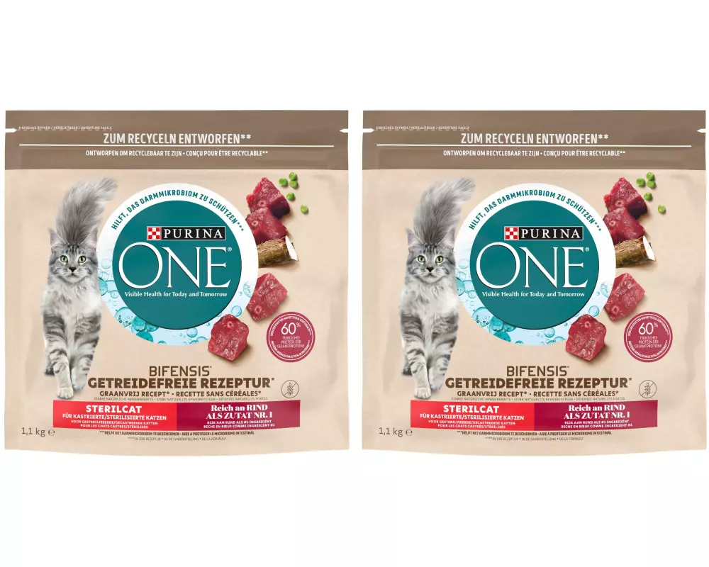 Purina ONE Trockenfutter Grain Free Adult Rind, 2 x 1.1 kg