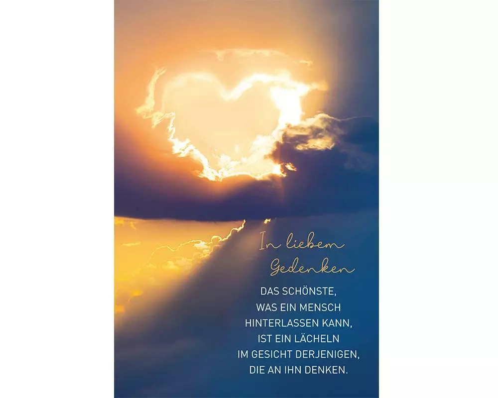 ABC Trauerkarte Leuchtendes Herz in den Wolken B6