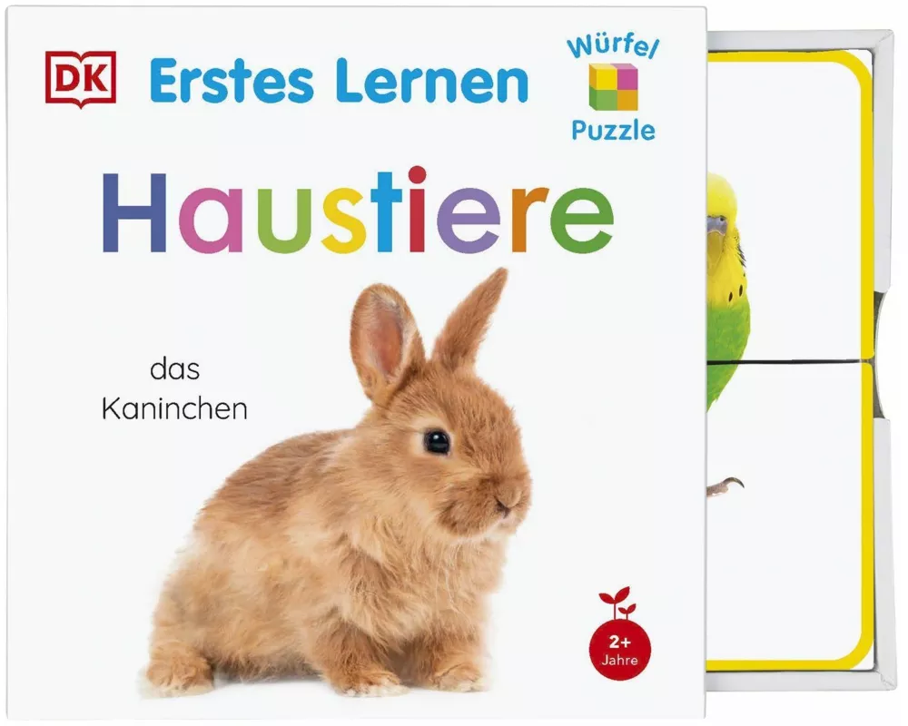 Erstes Lernen Würfelpuzzle. Haustiere