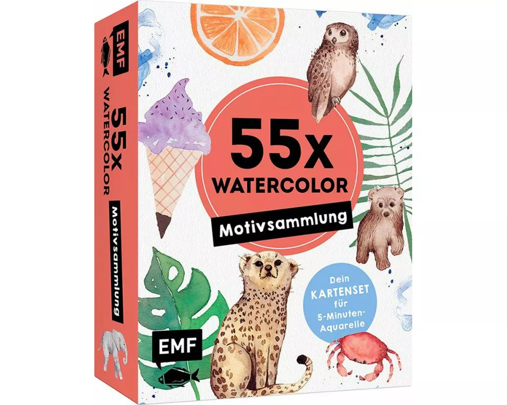 55 x Watercolor – Motiv-Sammlung: Kartenset für 5-Minuten-Aquarelle