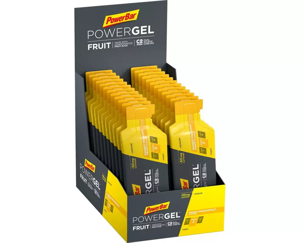 PowerBar Nahrungsgel PowerGel Fruit + Koffein Mango Passionfruit