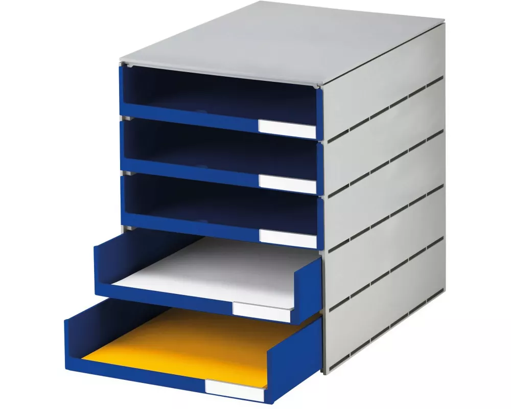 Styro Schubladenbox Styroval Pro 5 Schubladen, Blau, offen