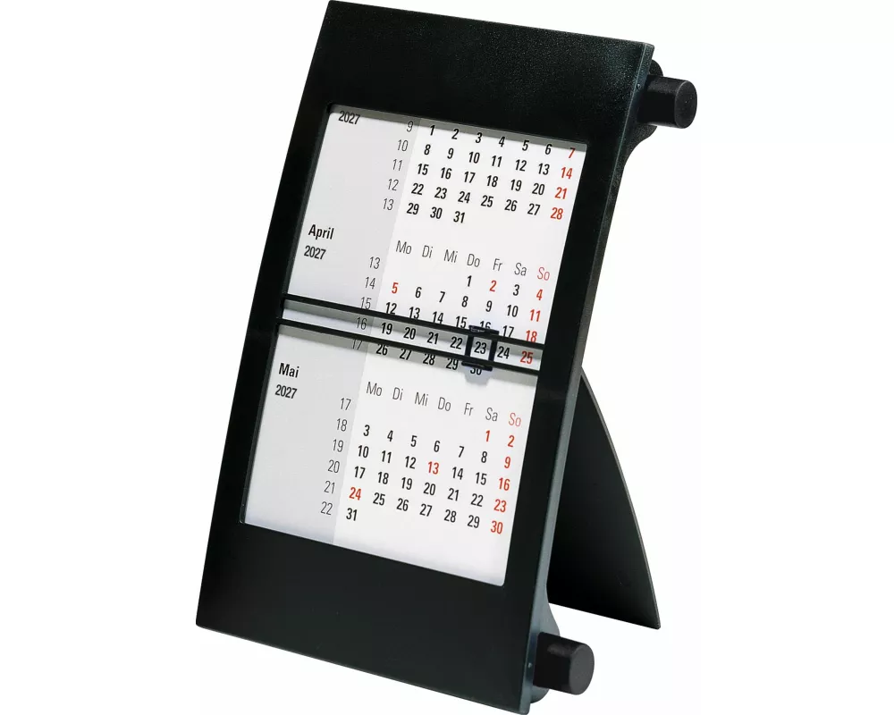 rido/idé 7038000907 3-Monats-Tischkalender 2027 90×120 mm, schwarz