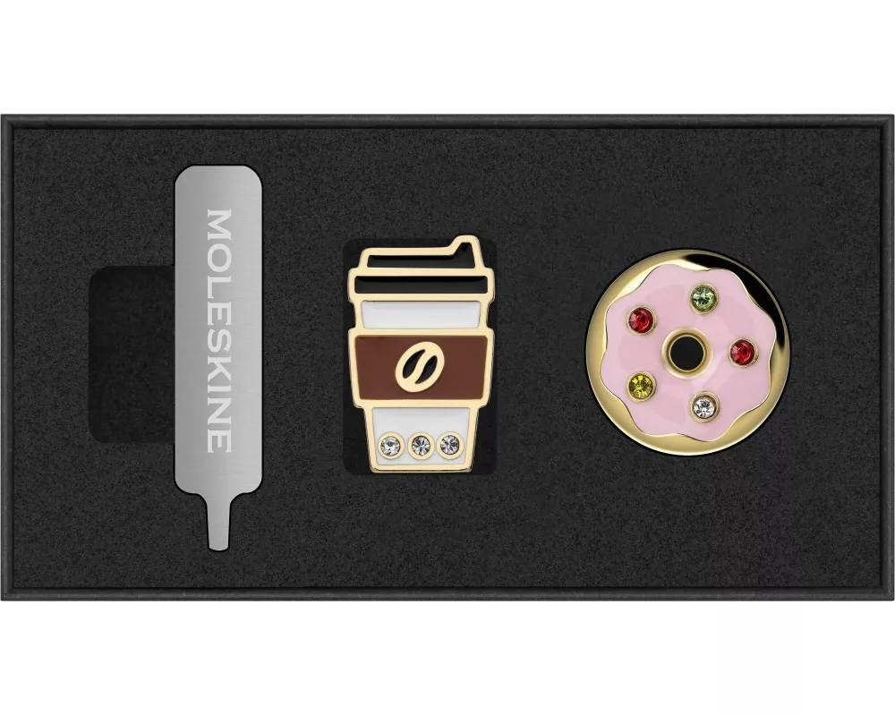 Moleskine Country Pins USA Ostküste (2er-Set), Donut + Kaffebecher