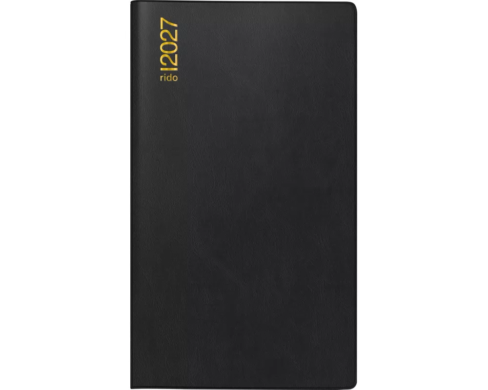 rido/idé 7012112907 Taschenkalender Mod. TM 15 2027 A6, Kunststoff, schwarz