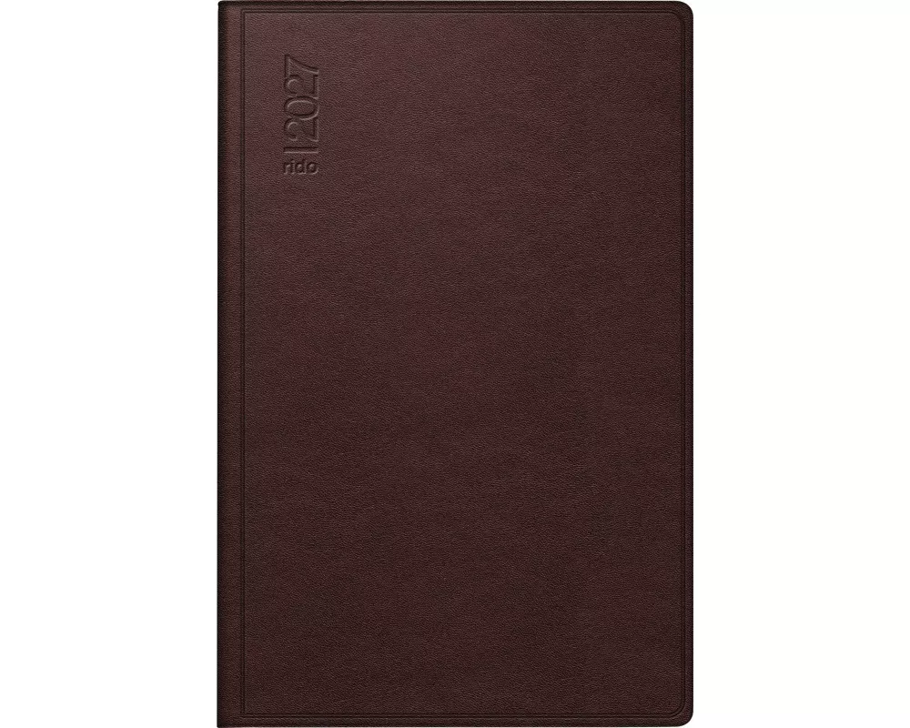 rido/idé 7016168277 Taschenkalender Mod. partner/Industrie I 2027 A7, Leder, dunkelrot