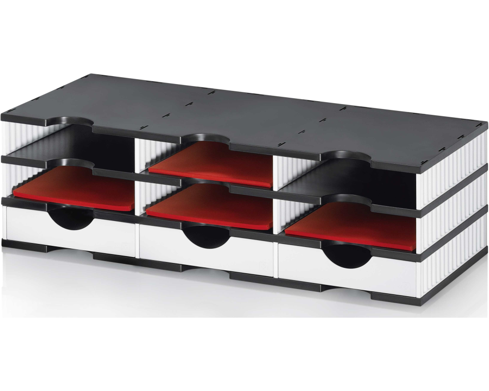 STYRO Ablagesystem Styrodoc 268-0303.0905S Trio SET 9 mit 3 Schubladen