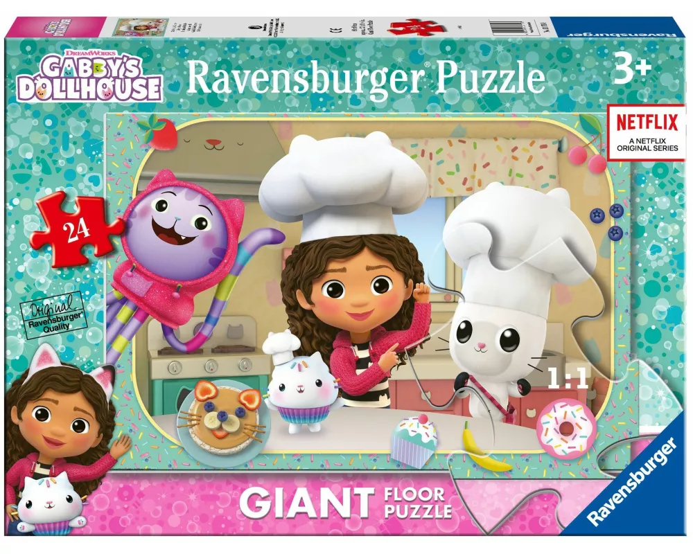 Ravensburger Kinderpuzzle 03178 - Gabbys Kochkünste - Bodenpuzzle mit 24 großen Puzzleteilen, für kleine Gabby-Fans ab 3 Jahren