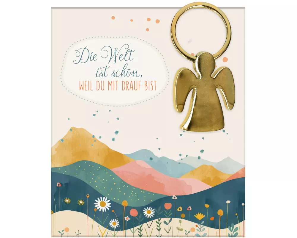 Engel-Schlüsselanhänger aus goldfarbenem Metall