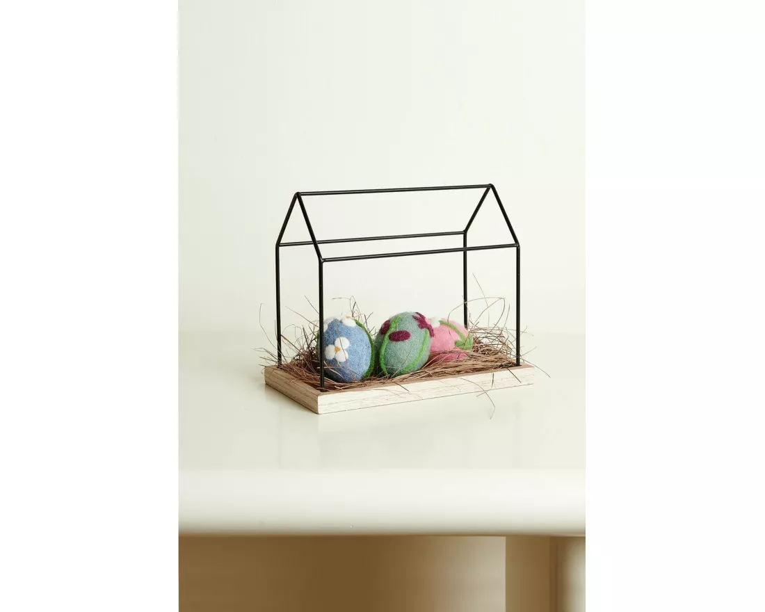 Metall Haus mit Holzboden 22 x 26 x 13,5cm