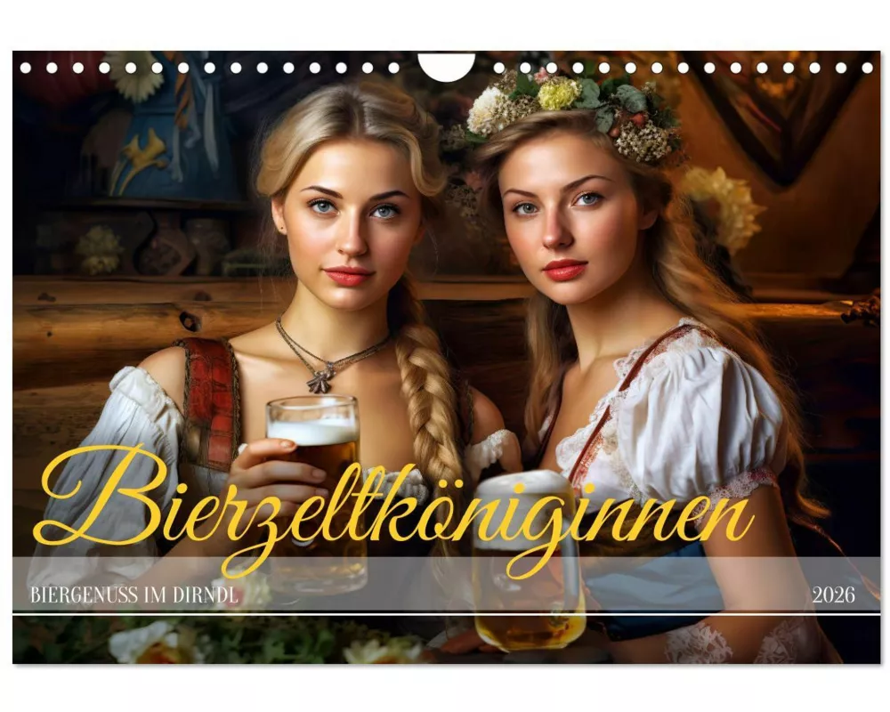 Bierzeltköniginnen - Biergenuss im Dirndl (Wandkalender 2026 DIN A4 quer), CALVENDO Monatskalender