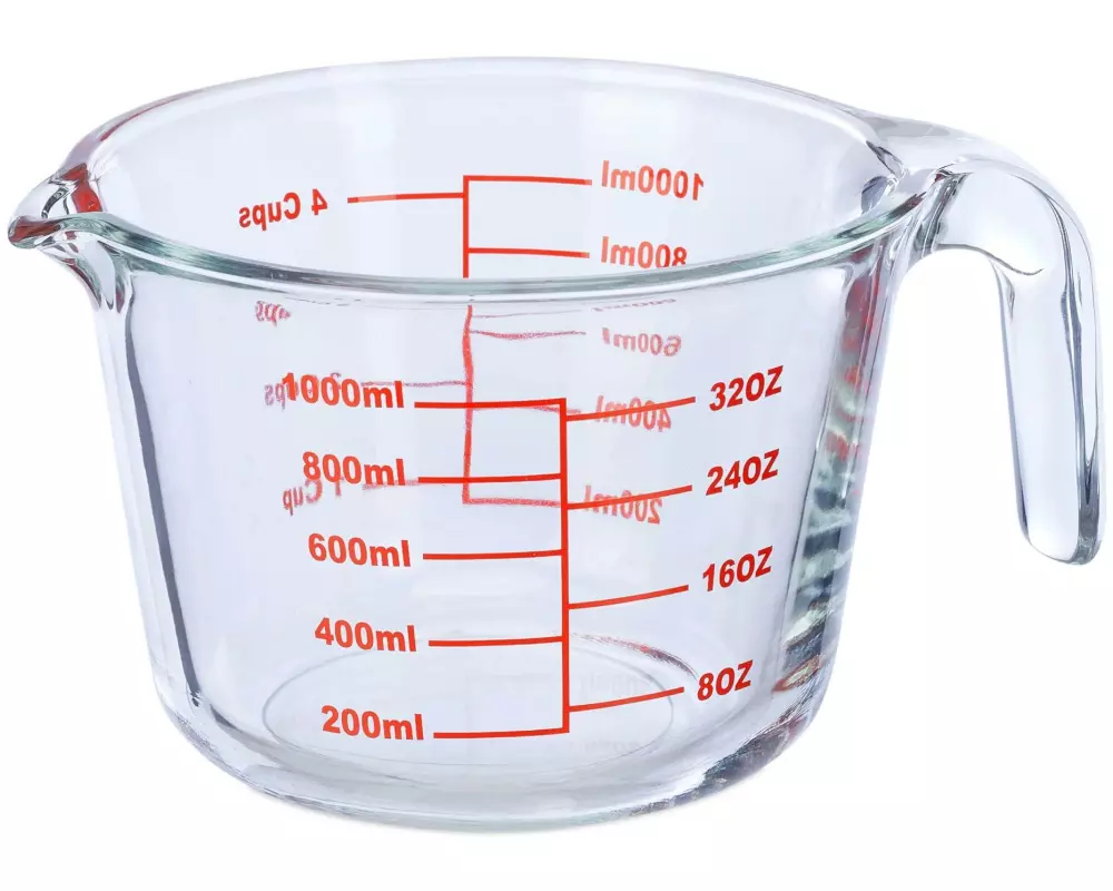 relaxdays Messbecher 1 L, Rot/Transparent