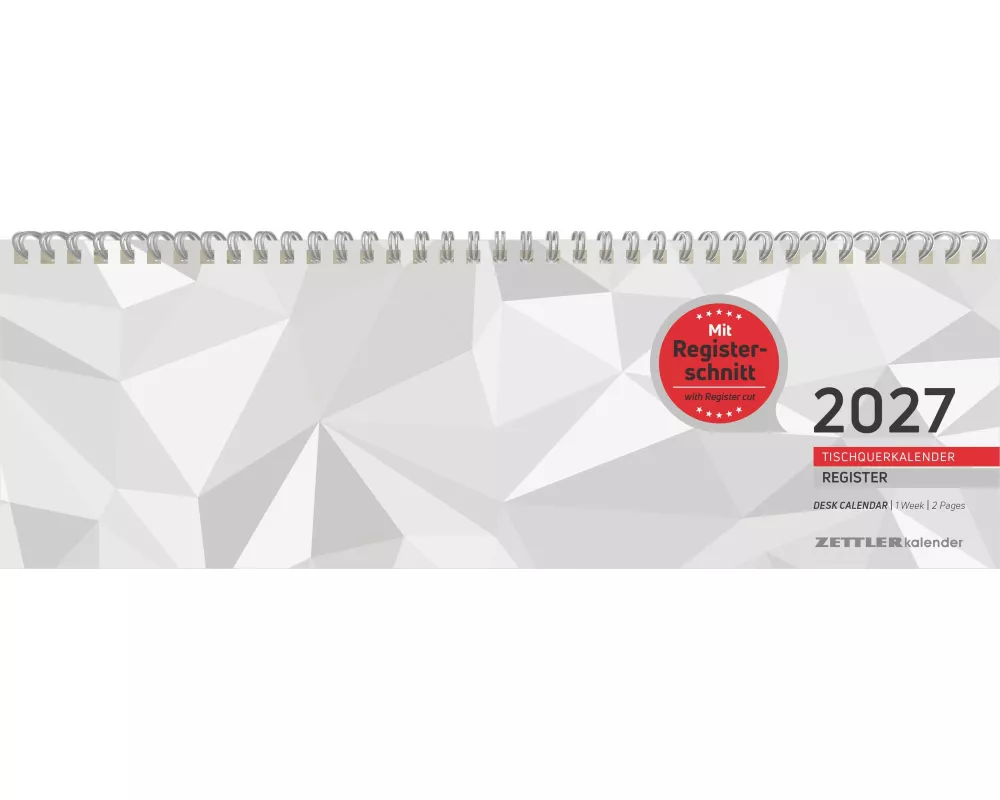 Tischquerkalender 1W/2S Register 2027