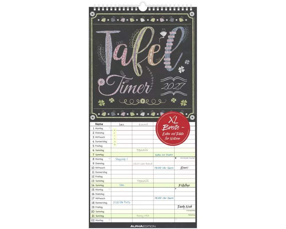Tafel Timer - 4 Spalten 2027