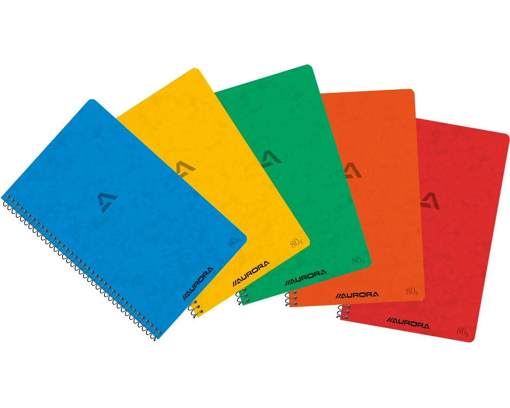 AURORA Spiralheft 12,5x19,5cm 1960KQ5 assortiert, kariert 5mm 120 S.