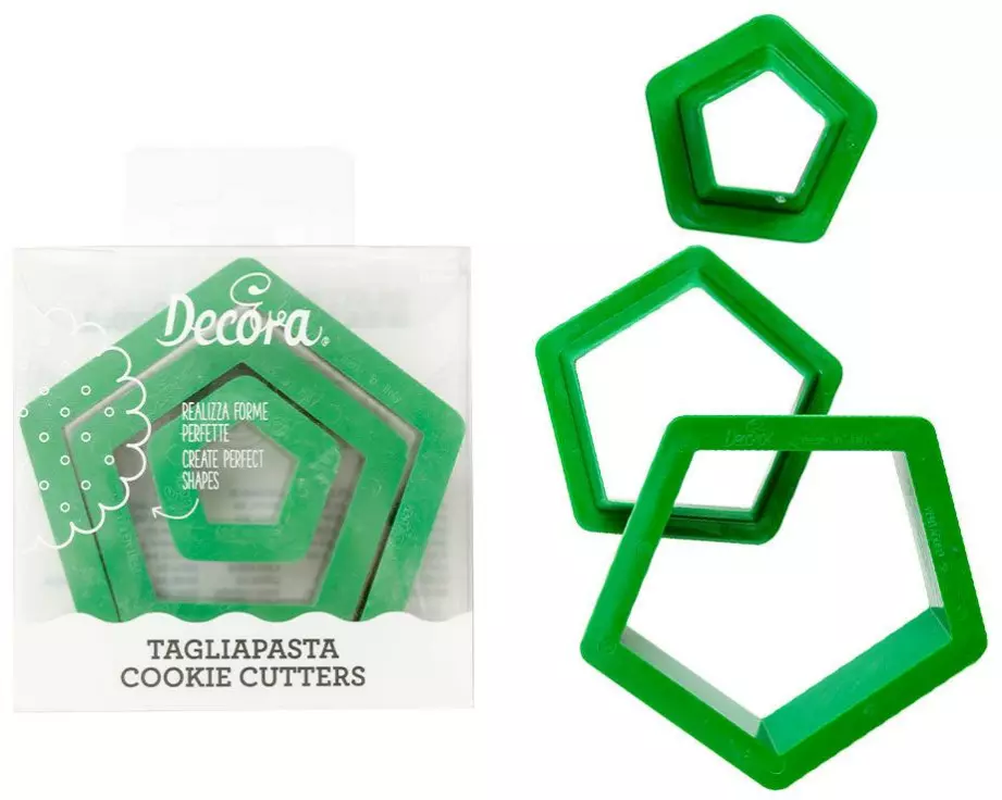 Decora Guetzli-Ausstecher-Set Pentagon, 3 Stück