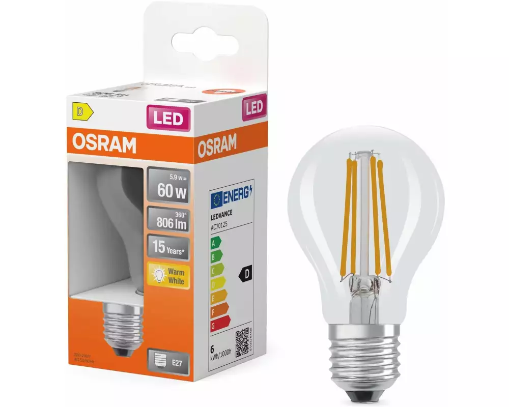 OSRAM Lampe LED STAR FILAMENT 7 W Warmweiss (WW)